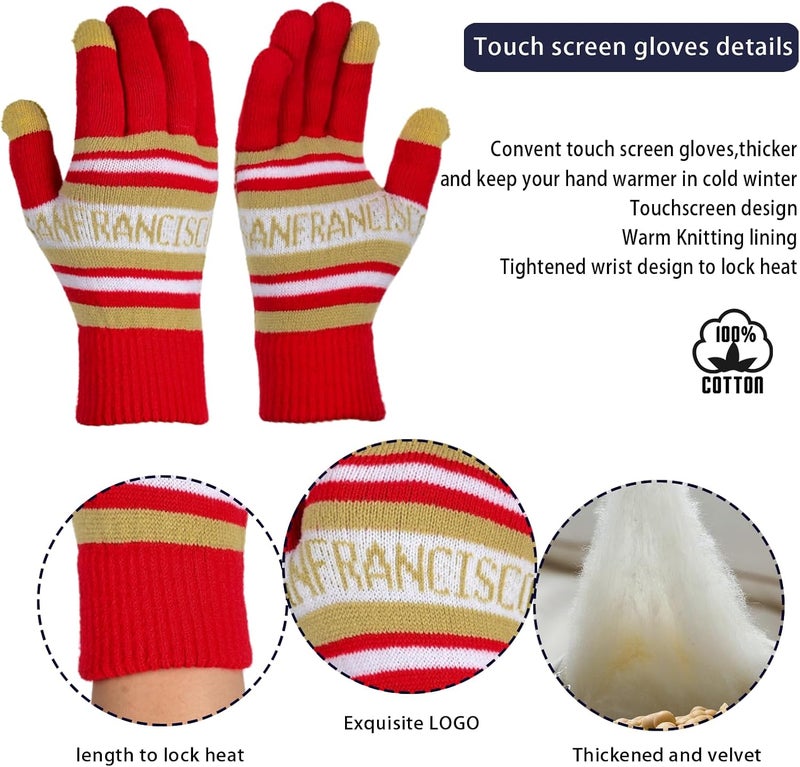 mtstaowe Vintage Classic Skull Cap Beanie Hat Cuffed Winter Hat Knit Comes with Warm Gloves Gifts for Men Women Fans - Image 3